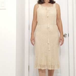 Manila Fashions Cream Crochet Dress